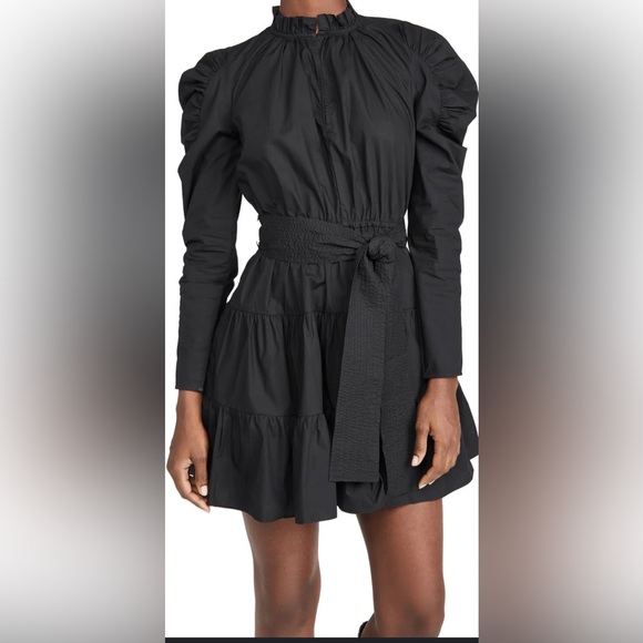 Ulla Johnson Size 8 Puffy Sleeve Tie Elegant Black Women's Dress - Picture 3 of 14